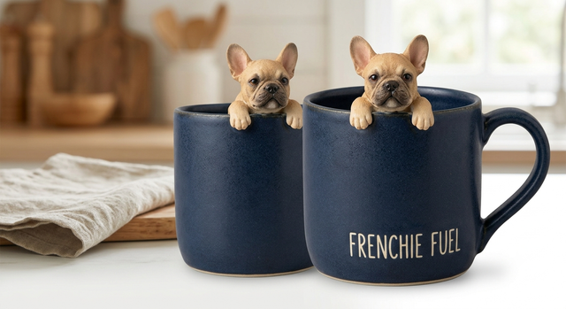 Bulldog Francese — tazza in ceramica con rilievo