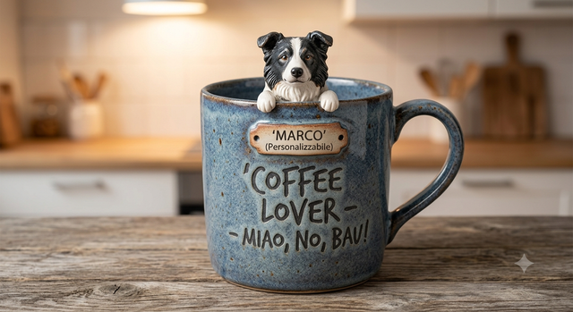 Border Collie — tazza in ceramica con rilievo