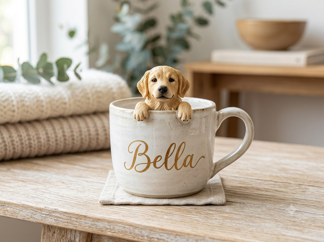 Golden Retriever — tazza in ceramica con rilievo